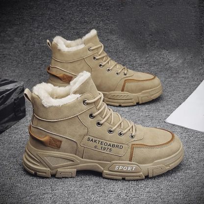🔥Limited Time Offer 50% OFF🔥Men's Fleece Lined Winter Boots, Waterproof and Warm High-Top Lace-Up Shoes, Anti-Slip Outdoor Snow Boots for Cold Weather