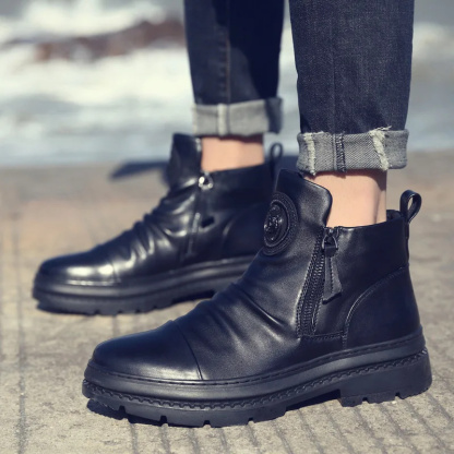(⏰Limited Time Offer 70% OFF🔥)Men's Comfortable Leather Motorcycle Boots Waterproof Anti-Slip Anti-Sprain