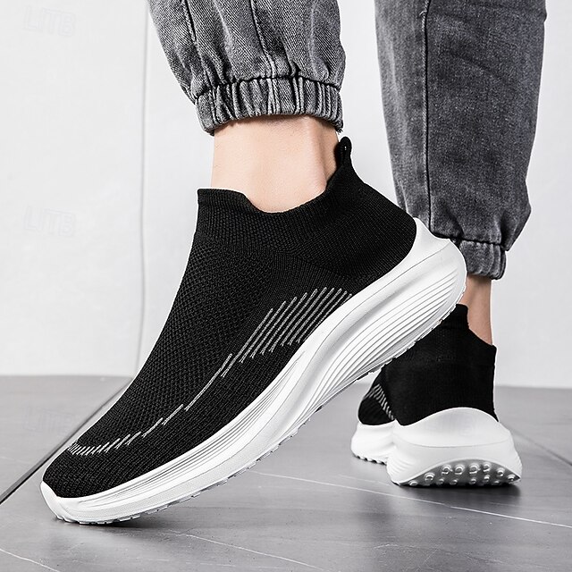 ⏰Promotion - 70% OFF🔥Men's Lightweight Slip-On Sneakers | Breathable Flyknit Upper with Comfortable Sole for Casual and Sport Activities