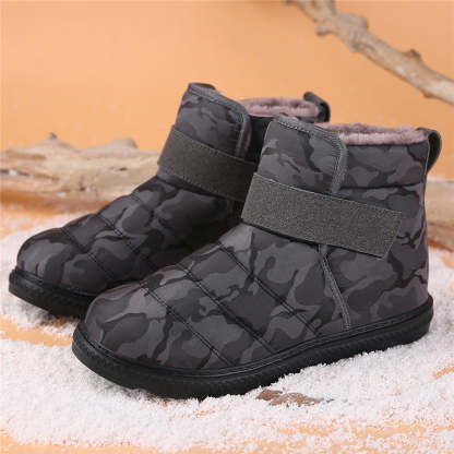 (⏰Limited Time 70% Discount Event) Men's 2024 Winter New Warm Waterproof Non-Slip Puncture-Resistant Velcro Slip-On Snow Boots Ankle Support Orthopedic Wide Toe Arch Support Cotton Shoes