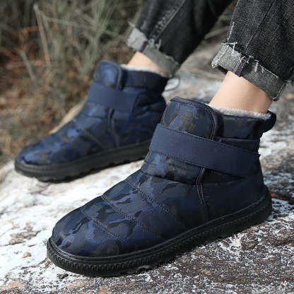 (⏰Limited Time 70% Discount Event) Men's 2024 Winter New Warm Waterproof Non-Slip Puncture-Resistant Velcro Slip-On Snow Boots Ankle Support Orthopedic Wide Toe Arch Support Cotton Shoes