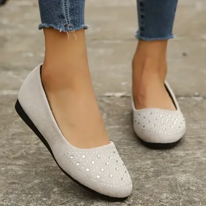 🔥Last Day 50% OFF ⏰Women's Flats Plus Size Flat Heel Round Toe Suede Loafer- Proven Plantar Fasciitis, Foot and Heel Pain Relief