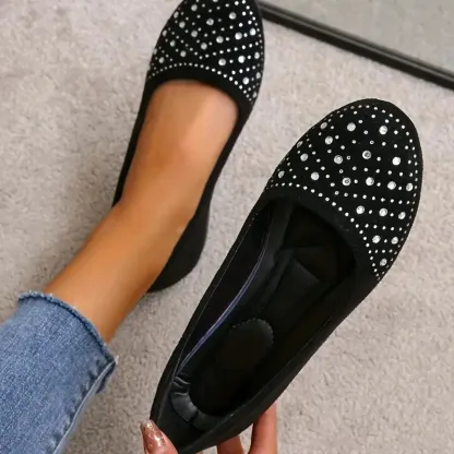 🔥Last Day 50% OFF ⏰Women's Flats Plus Size Flat Heel Round Toe Suede Loafer- Proven Plantar Fasciitis, Foot and Heel Pain Relief