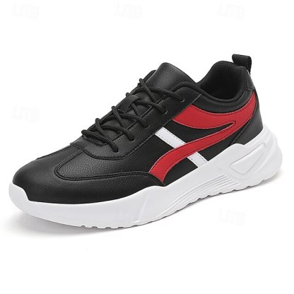 🔥Hot Sale🎁--50% OFF🎉Men's Sneakers with Comfortable Slip Resistant Lace-up Black and White Black / Red White