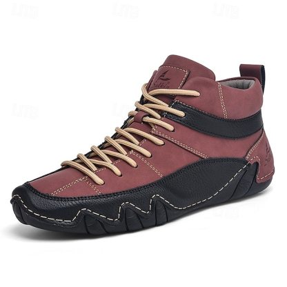 🔥Limited Time Offer 50% OFF🔥Men’s Lightweight Lace-Up High-Top Casual Sneakers – Comfortable Faux Suede and Leather Design for Outdoor and Daily Wear