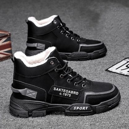 🔥Limited Time Offer 50% OFF🔥Men's Fleece Lined Winter Boots, Waterproof and Warm High-Top Lace-Up Shoes, Anti-Slip Outdoor Snow Boots for Cold Weather
