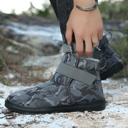 (⏰Limited Time 70% Discount Event) Men's 2024 Winter New Warm Waterproof Non-Slip Puncture-Resistant Velcro Slip-On Snow Boots Ankle Support Orthopedic Wide Toe Arch Support Cotton Shoes