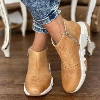🎁Hot Sale 50% OFF⏳Women's Comfy Non Slip Leather Zip Up Ankle Boots - Proven Plantar Fasciitis, Foot and Heel Pain Relief