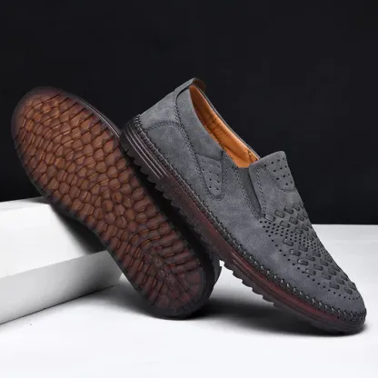 Last day 50% off 🔥Men's genuine leather lightweight breathable casual orthopedic loafers - Breathable And Dry For Healthy Feet