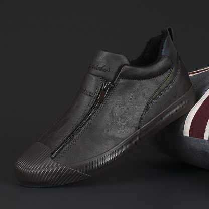 🔥Hot Sale🎁--50% OFF🎉Men's Orthopedic Leather Slip-On Sneakers with Zipper Closure for Casual Wear