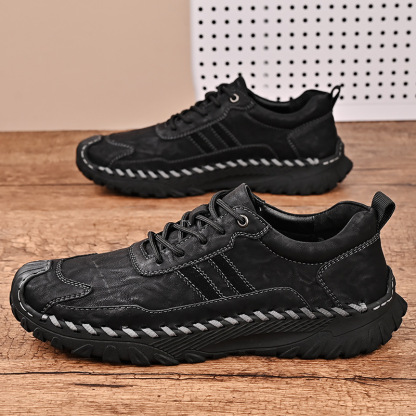 ⏰Promotion - 70% OFF🔥Men's All Season Handcrafted Genuine Leather Outdoors Durable Soft Sole Anti Slip Shoes - Podiatrist Approved Style Recommended
