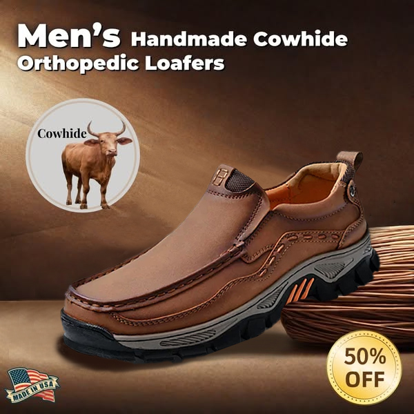 ⏰50% OFF !!!⏱️ Promotion!! 🔥 Men's Handcrafted Wide Toe Loafers | Arch Support Leather Shoes