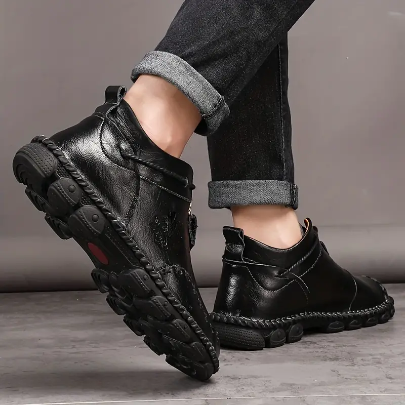 🔥On This Week Sale 70% OFF🔥Men's Orthopedic Non-Slip Comfy Casual Genuine Leather Ankle Boots-Improve Posture and Get Rid of Painless Walking and Standing