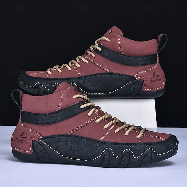 🔥Limited Time Offer 50% OFF🔥Men’s Lightweight Lace-Up High-Top Casual Sneakers – Comfortable Faux Suede and Leather Design for Outdoor and Daily Wear