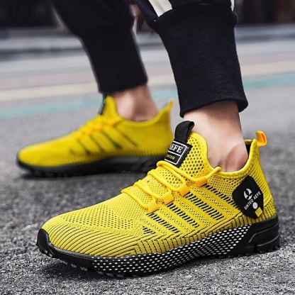 ⏰LIMITED SALE 70% OFF🔥Men's Yellow Athletic Sneakers - Breathable Mesh Lace-Up Running Shoes for Training & Casual Sports