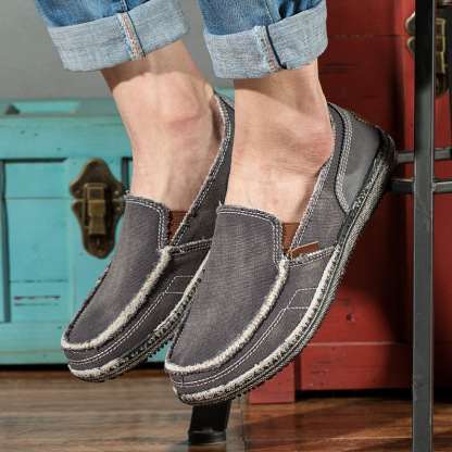 ⏰Promotion - 70% OFF🔥Men's  Canvas Slip on Loafers Leisure  Shoes - Proven Plantar Fasciitis, Foot and Heel Pain Relief