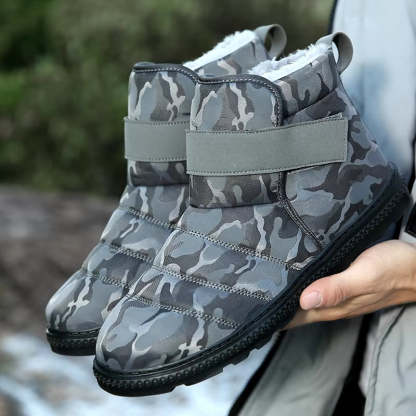 (⏰Limited Time 70% Discount Event) Men's 2024 Winter New Warm Waterproof Non-Slip Puncture-Resistant Velcro Slip-On Snow Boots Ankle Support Orthopedic Wide Toe Arch Support Cotton Shoes