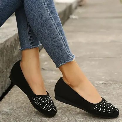 🔥Last Day 50% OFF ⏰Women's Flats Plus Size Flat Heel Round Toe Suede Loafer- Proven Plantar Fasciitis, Foot and Heel Pain Relief
