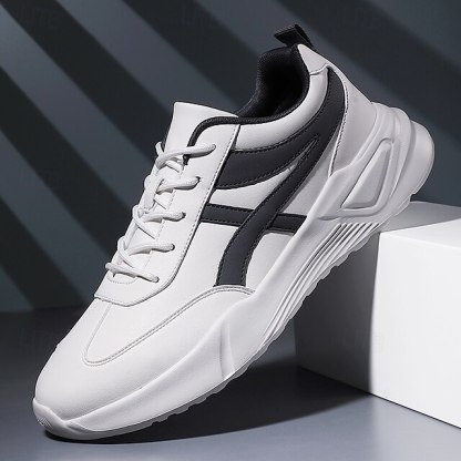 🔥Hot Sale🎁--50% OFF🎉Men's Sneakers with Comfortable Slip Resistant Lace-up Black and White Black / Red White