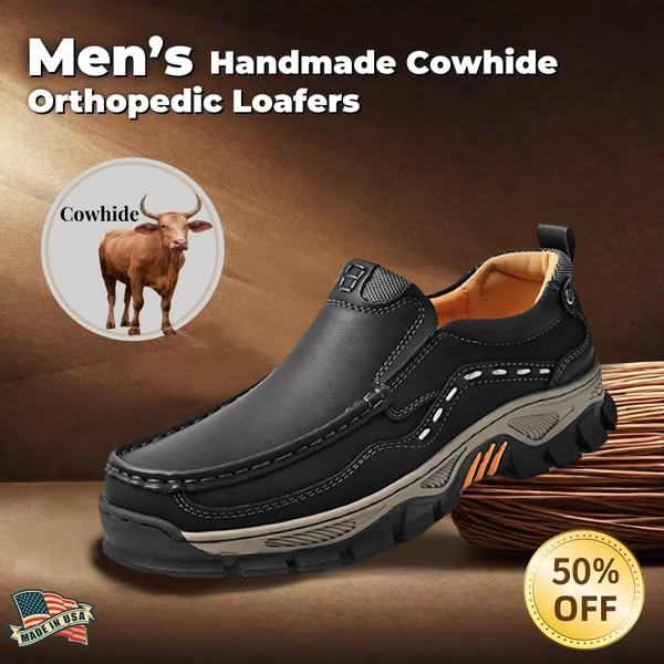 ⏰50% OFF !!!⏱️ Promotion!! 🔥 Men's Handcrafted Wide Toe Loafers | Arch Support Leather Shoes