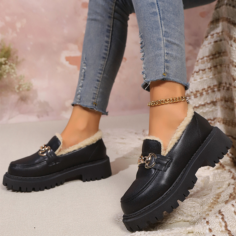 🔥Last Day Promotion 50% OFF⏰Women's Wool Lining Thick Sole Leather Loafers - Proven Plantar Fasciitis, Foot and Heel Pain Relief