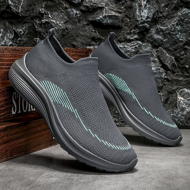 ⏰Promotion - 70% OFF🔥Men's Lightweight Slip-On Sneakers | Breathable Flyknit Upper with Comfortable Sole for Casual and Sport Activities