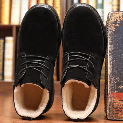 Men's Brown Faux Suede Ankle Boots with Warm Plush Lining and Non-Slip Sole - Ideal for Winter Outdoor Wear