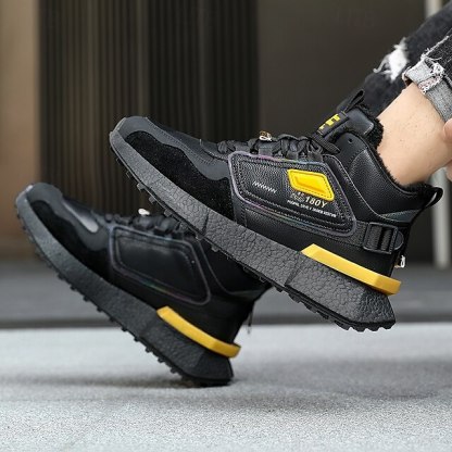 Hot Sale🎁--70% OFF🎉Men's Winter High-Top Sneakers with Faux Fur Lining – Warm Lace-Up Snow Boots for Outdoor Activities, Waterproof and Anti-Slip Sole