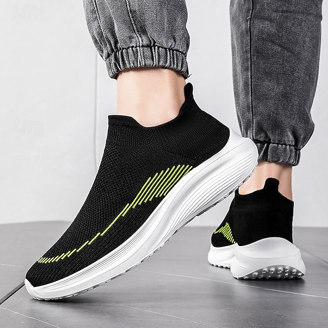 ⏰Promotion - 70% OFF🔥Men's Lightweight Slip-On Sneakers | Breathable Flyknit Upper with Comfortable Sole for Casual and Sport Activities