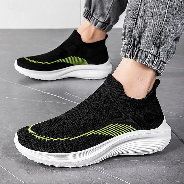 ⏰Promotion - 70% OFF🔥Men's Lightweight Slip-On Sneakers | Breathable Flyknit Upper with Comfortable Sole for Casual and Sport Activities