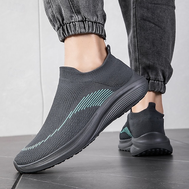 ⏰Promotion - 70% OFF🔥Men's Lightweight Slip-On Sneakers | Breathable Flyknit Upper with Comfortable Sole for Casual and Sport Activities