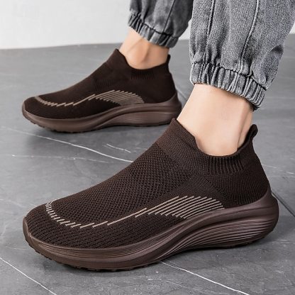 ⏰Promotion - 70% OFF🔥Men's Lightweight Slip-On Sneakers | Breathable Flyknit Upper with Comfortable Sole for Casual and Sport Activities