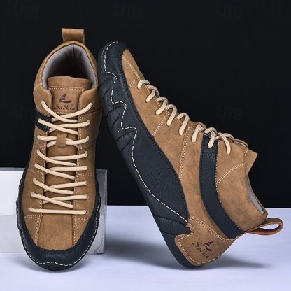 🔥Limited Time Offer 50% OFF🔥Men’s Lightweight Lace-Up High-Top Casual Sneakers – Comfortable Faux Suede and Leather Design for Outdoor and Daily Wear