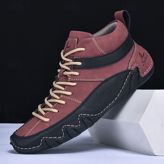 🔥Limited Time Offer 50% OFF🔥Men’s Lightweight Lace-Up High-Top Casual Sneakers – Comfortable Faux Suede and Leather Design for Outdoor and Daily Wear