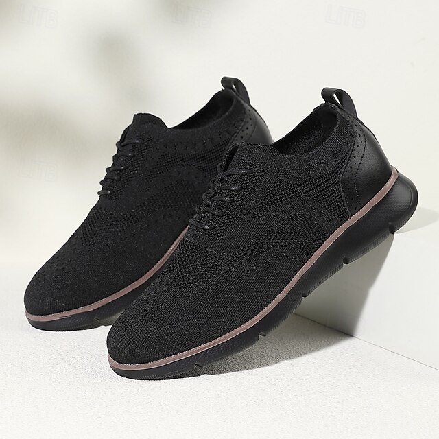 🔥Hot Sale🎁--50% OFF🎉Men's Oxfords Knit PU Leather Breathable Comfortable Slip Resistant Lace-up Fall Winter
