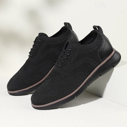 🔥Hot Sale🎁--50% OFF🎉Men's Oxfords Knit PU Leather Breathable Comfortable Slip Resistant Lace-up Fall Winter