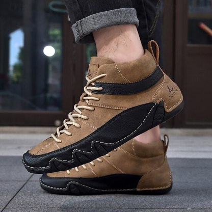 🔥Limited Time Offer 50% OFF🔥Men’s Lightweight Lace-Up High-Top Casual Sneakers – Comfortable Faux Suede and Leather Design for Outdoor and Daily Wear