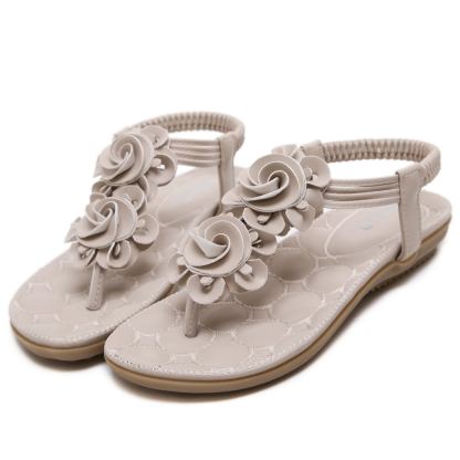 🌸🎉Spring Sale 50% OFF✨⏳Women's Flat Sandals Dress Shoes Ankle T-Strap Thong Elastic Comfortable Flip Flops Beach Sandal for Women - Conforms To The Human Body And Reduces Foot Pressure