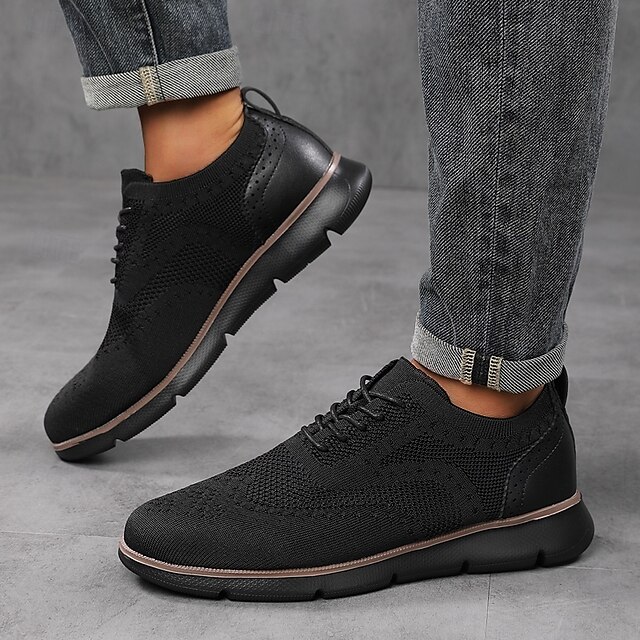 🔥Hot Sale🎁--50% OFF🎉Men's Oxfords Knit PU Leather Breathable Comfortable Slip Resistant Lace-up Fall Winter