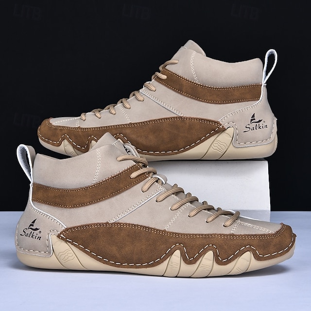 🔥Limited Time Offer 50% OFF🔥Men’s Lightweight Lace-Up High-Top Casual Sneakers – Comfortable Faux Suede and Leather Design for Outdoor and Daily Wear