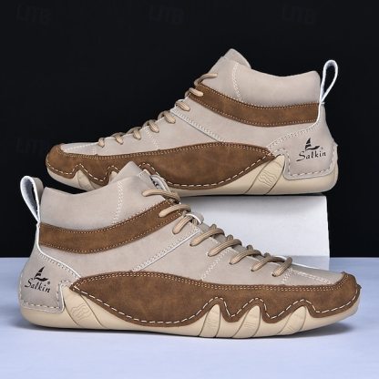🔥Limited Time Offer 50% OFF🔥Men’s Lightweight Lace-Up High-Top Casual Sneakers – Comfortable Faux Suede and Leather Design for Outdoor and Daily Wear