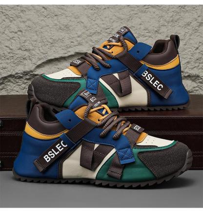 🔥Limited Time Offer 70% OFF🔥Men's trendy colorblocked casual leather comfortable sneakers - Suitable for plantar fasciitis, flat feet, foot pain