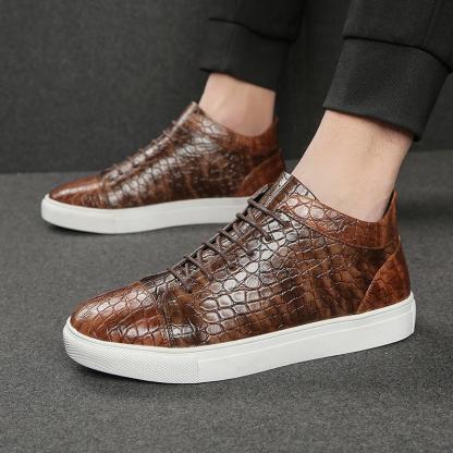 ⏰Promotion - 70% OFF🔥Trendy crocodile pattern new leather high-top orthopedic sneakers - Proven Plantar Fasciitis, Foot and Heel Pain Relief
