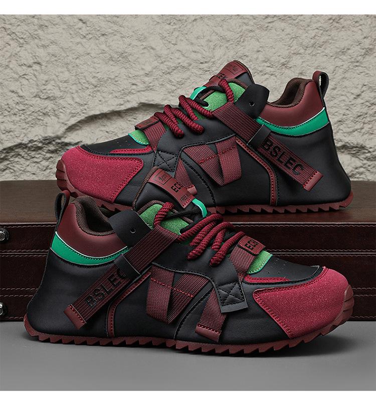 🔥Limited Time Offer 70% OFF🔥Men's trendy colorblocked casual leather comfortable sneakers - Suitable for plantar fasciitis, flat feet, foot pain