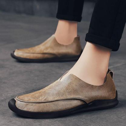 🔥2025 Hot Sale🔥Trendy soft leather breathable slip-on genuine leather casual loafers - Proven Plantar Fasciitis, Foot and Heel Pain Relief