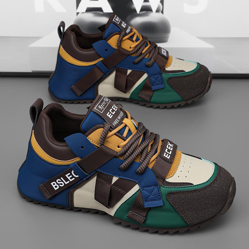 🔥Limited Time Offer 70% OFF🔥Men's trendy colorblocked casual leather comfortable sneakers - Suitable for plantar fasciitis, flat feet, foot pain