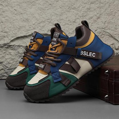 🔥Limited Time Offer 70% OFF🔥Men's trendy colorblocked casual leather comfortable sneakers - Suitable for plantar fasciitis, flat feet, foot pain