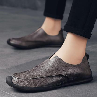 🔥2025 Hot Sale🔥Trendy soft leather breathable slip-on genuine leather casual loafers - Proven Plantar Fasciitis, Foot and Heel Pain Relief
