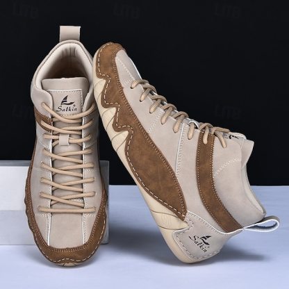 🔥Limited Time Offer 50% OFF🔥Men’s Lightweight Lace-Up High-Top Casual Sneakers – Comfortable Faux Suede and Leather Design for Outdoor and Daily Wear