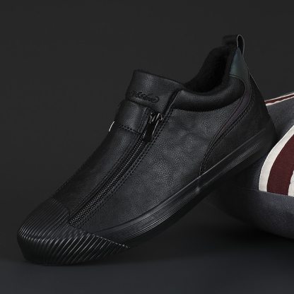 🔥Hot Sale🎁--50% OFF🎉Men's Orthopedic Leather Slip-On Sneakers with Zipper Closure for Casual Wear